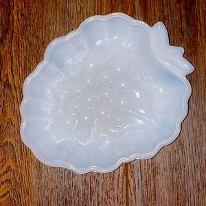 Hazel Atlas Milk Glass Candy/Trinket Dish. Grape design. Opaque White.